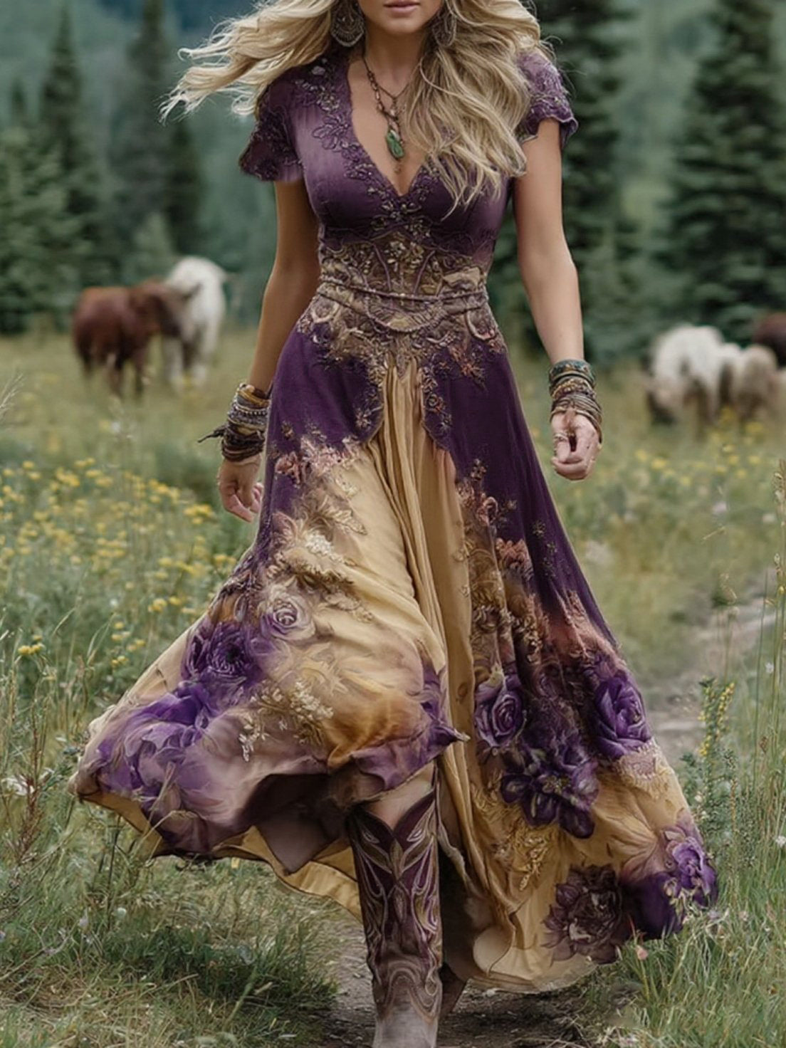 Elara - Sukienka maxi w kwiaty