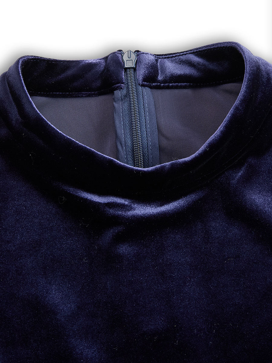 Elissa | Midi Sukienka w Kolorze Granatowym z Długim Rękawem