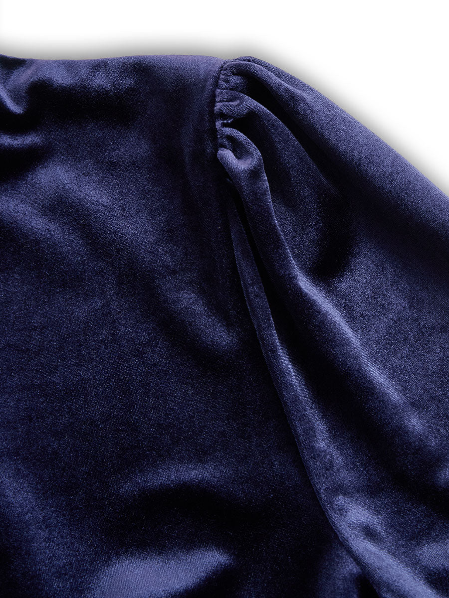 Elissa | Midi Sukienka w Kolorze Granatowym z Długim Rękawem