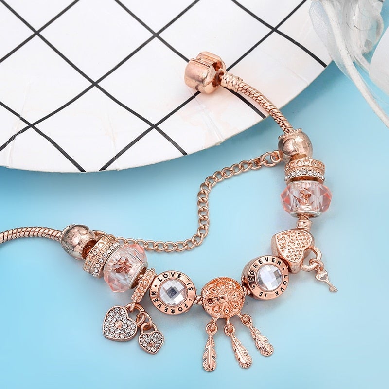 Bransoletka Srebrna z Charmsami i Wiszącym Pendentem Łapacza Snów