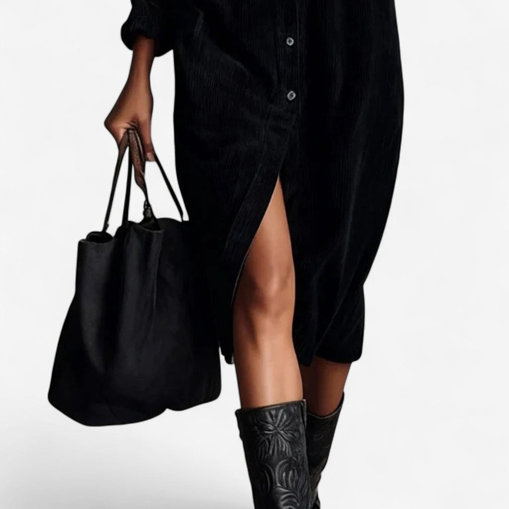 Anastacia™ Midi Ample z Weluru Żebrowego