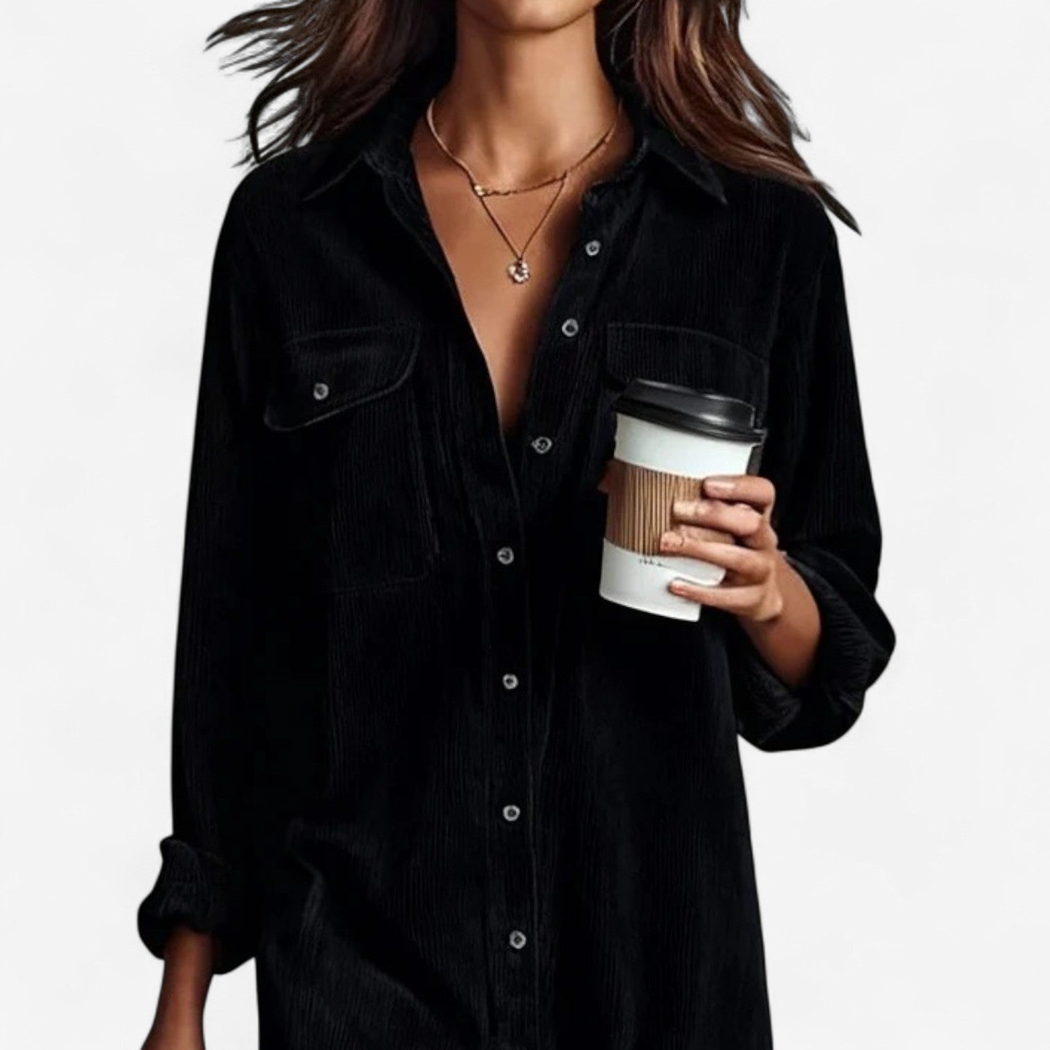 Anastacia™ Midi Ample z Weluru Żebrowego