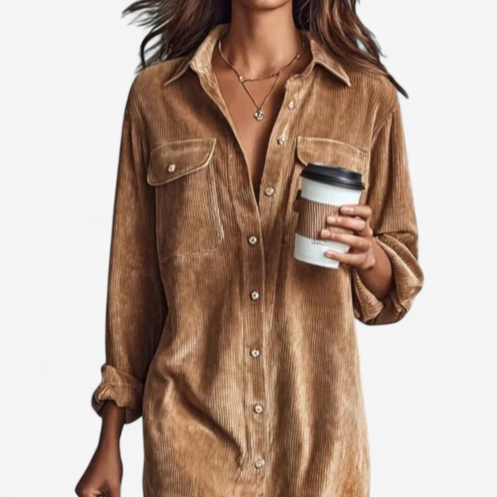 Anastacia™ Midi Ample z Weluru Żebrowego